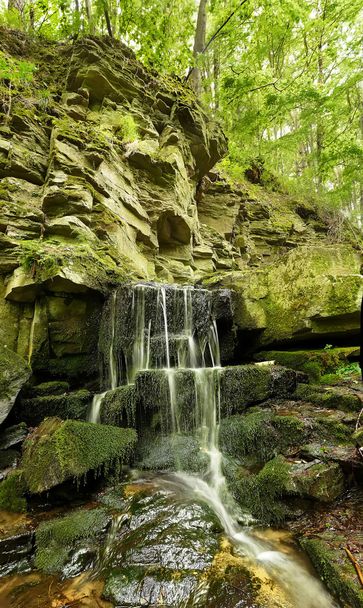 Wasserfall in den Bergen, Felsen im Wald. ukrainisches Senkrechtland - Foto, Bild