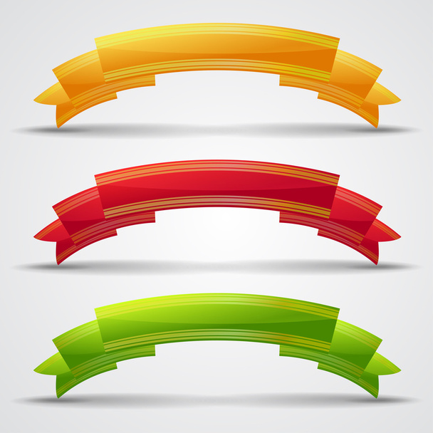 Set of 3 curled ribbons - Vector, Image