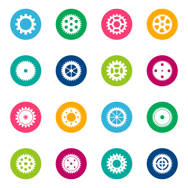 Set of gear wheels on color background, vector illustration - Vector, Image
