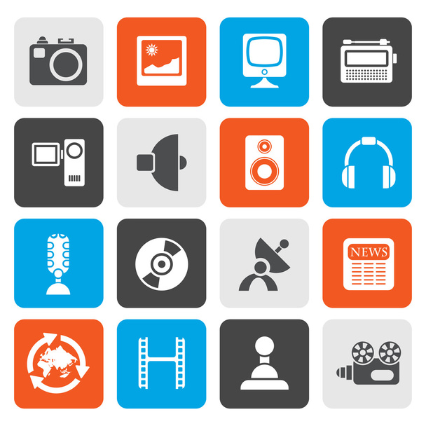 Flat Media and household  equipment icons - Vetor, Imagem