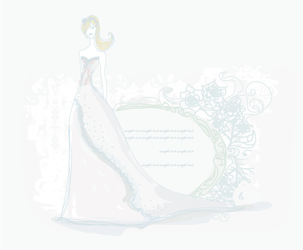 Abstract Beautiful floral bride - Vektör, Görsel