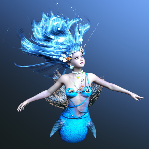 3D CG rendering of a mermaid. - Fotografie, Obrázek