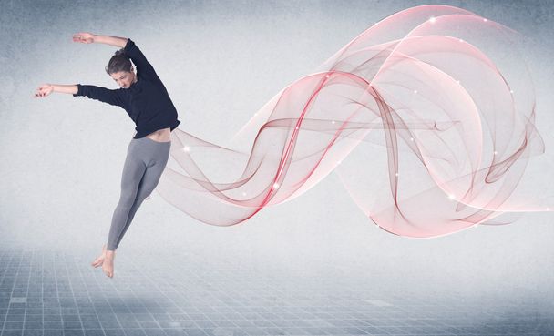 Dancing ballet performance artist with abstract swirl - Foto, afbeelding
