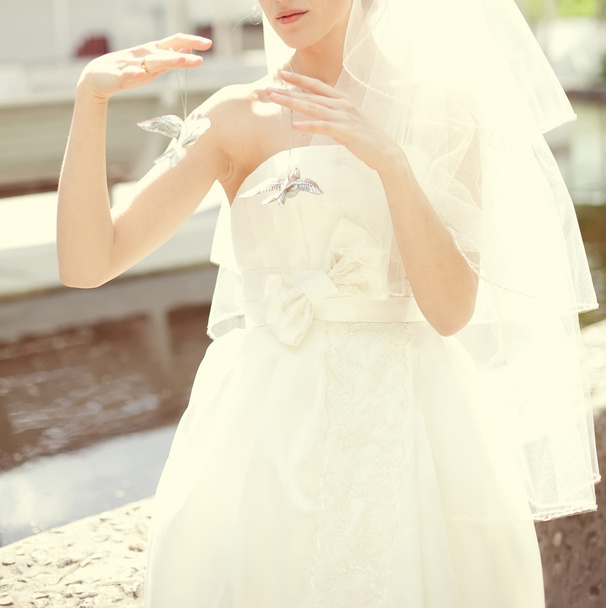Bride in white dress - Фото, зображення