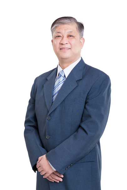 vieil homme d'affaires asiatique en costume bleu
 - Photo, image
