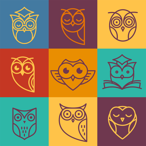 Owl outline icons collection - Vector, Image