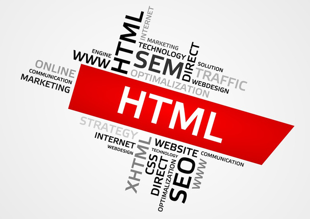 HTML word bulut, etiket bulutu, vektör grafikleri - Vektör, Görsel