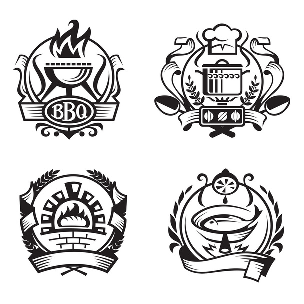 Set of different cooking banners - Вектор,изображение