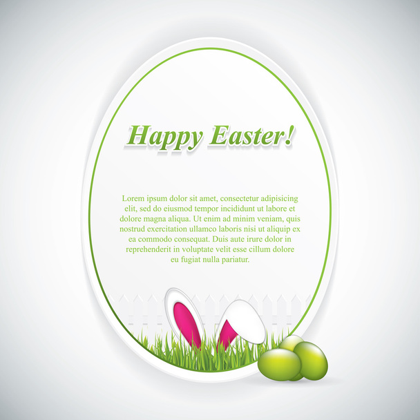 Tarjeta de felicitación de Pascua con orejas de conejo
 - Vector, imagen