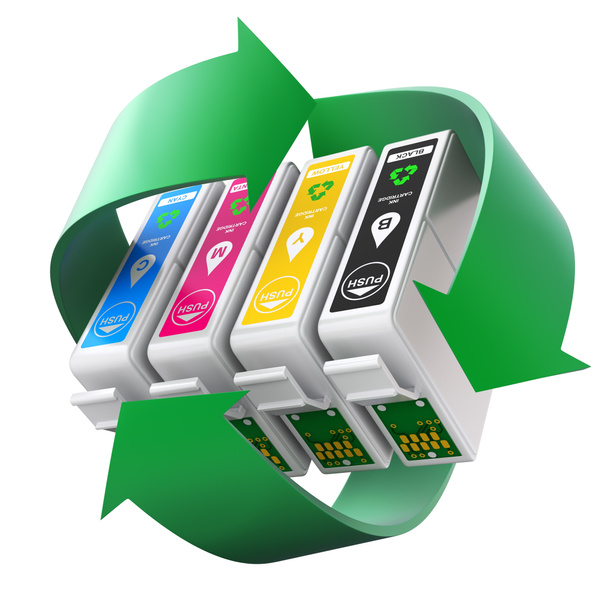 CMYK meghatározott újrahasznosítási szimbólum patronok - Fotó, kép