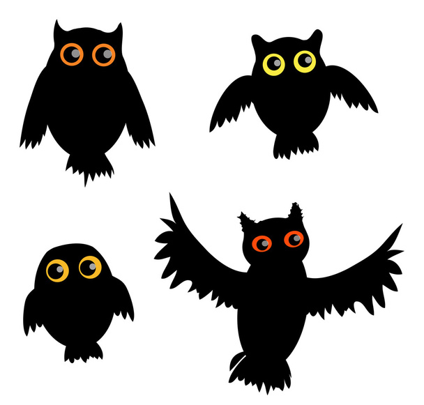 Cartoon Owl siluet (vector version) - Vektori, kuva
