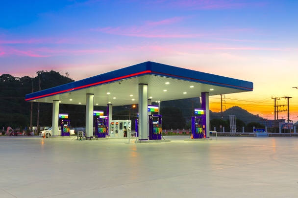 Gas station at sunset. - Photo, Image