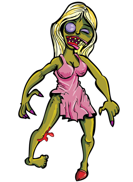 Cartoon zombie vrouw. - Vector, afbeelding