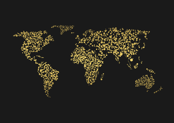 Mapa do mundo dourado
 - Vetor, Imagem