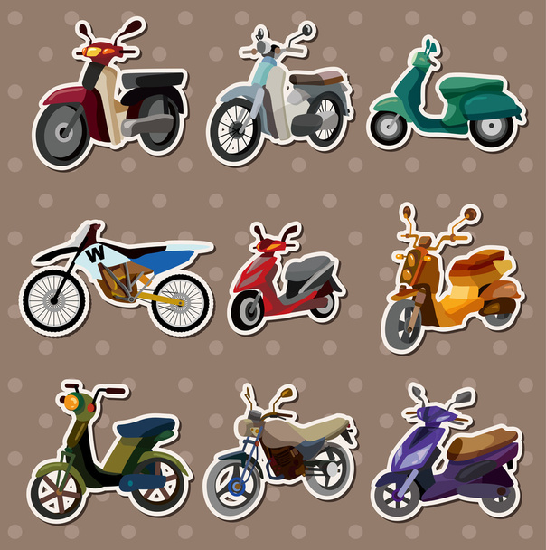 cartoon motorcycle stickers - Vettoriali, immagini