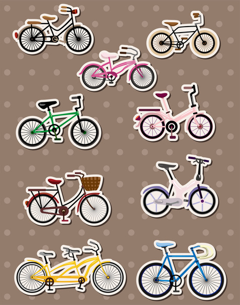 cartoon bicycle stickers - Vettoriali, immagini