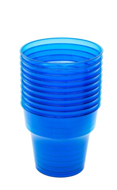 Blauwe lege plastic beker  - Foto, afbeelding
