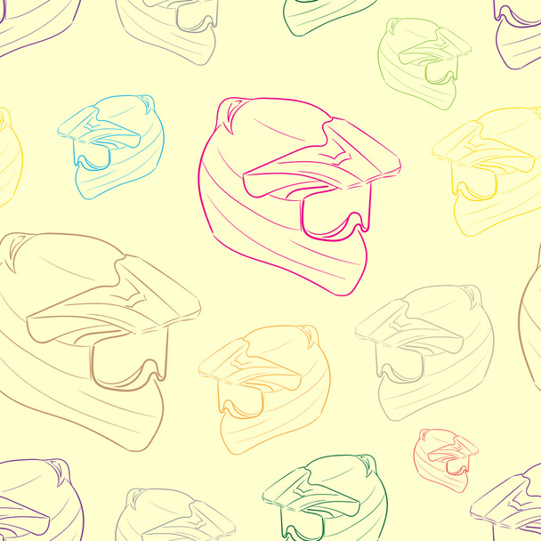 Seamless color contours of moto-helmets - Vector, Image