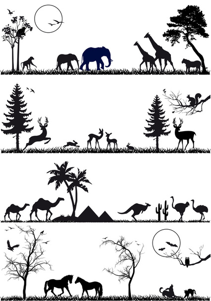 Animal background set, vector - Vector, Image