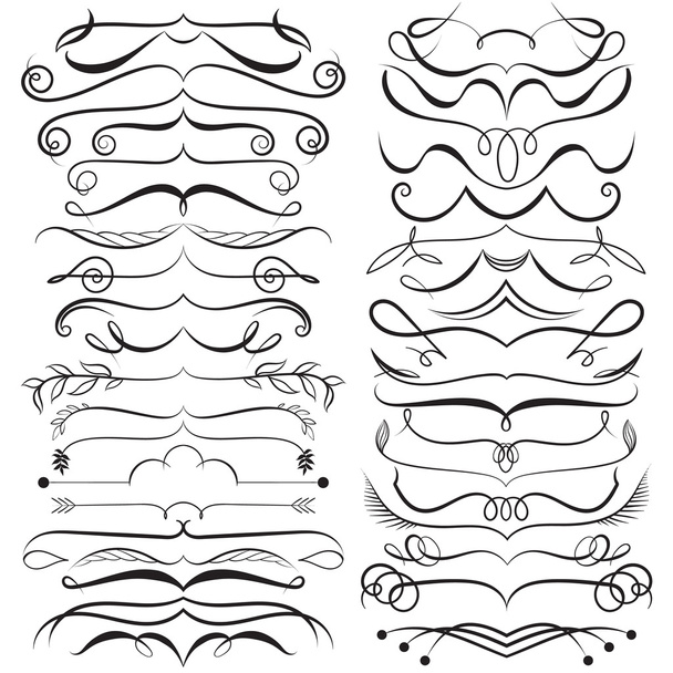 Vector set of calligraphic elements for design. Decorative Swirls, Scrolls, Dividers. Vintage Vector Illustration. - Vector, Image