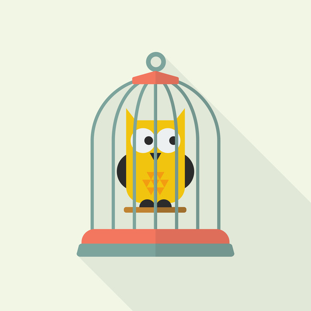 Búho en jaula de aves
 - Vector, imagen