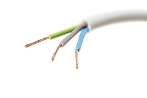 Cable with three lines on white - Photo, Image