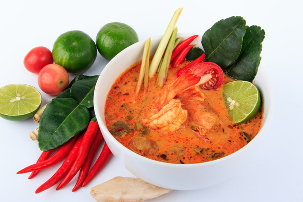 Tajski krewetki zupa z trawy cytrynowej (Tom Yum Goong) - Zdjęcie, obraz