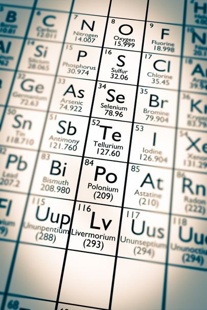 Elementos químicos de calcogénio
 - Foto, Imagem