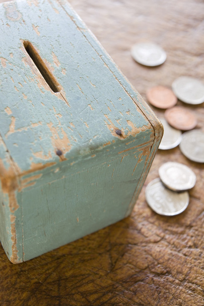 Childrens Moneybox With Coins - Foto, Imagen
