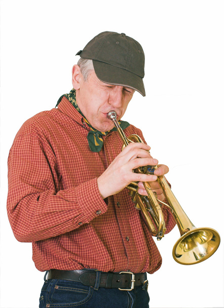 Jazzman, trumpeter plays a trumpet - Photo, Image