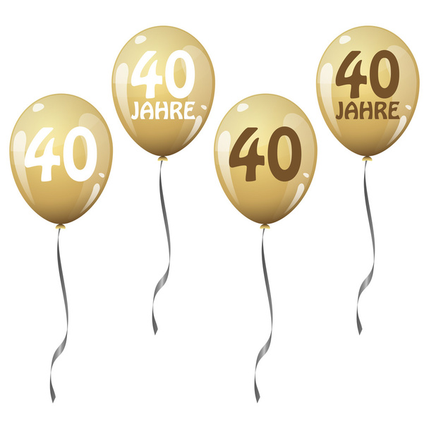 золотые юбилейные воздушные шары
 - Вектор,изображение