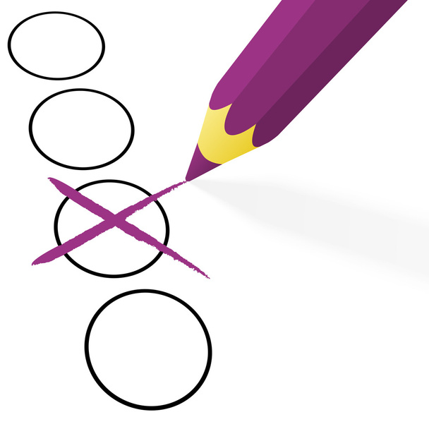 paarse potlood met kruis - Vector, afbeelding