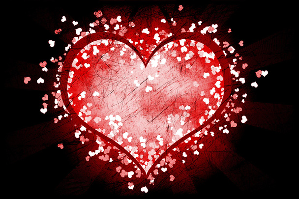 Heart on a red backround with stripes - Foto, Imagem