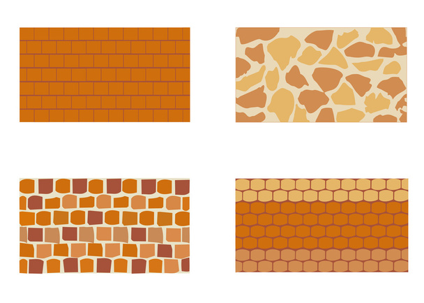 Different kinds of stone brick wall - Vector, Imagen
