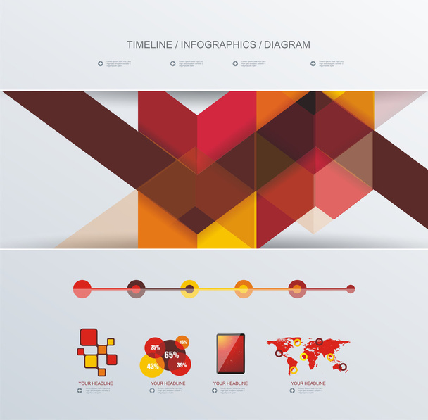 Simple infographic dashboard template with bright geometrical ab - Vector, Image