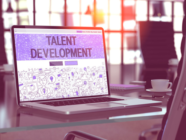 Talent Development on Laptop in Modern Workplace Background. - Fotografie, Obrázek