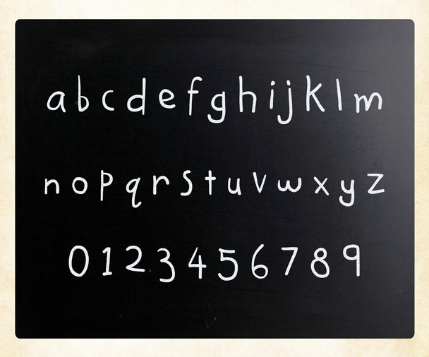 "Alphabet" handwritten with white chalk on a blackboard - Foto, Imagem