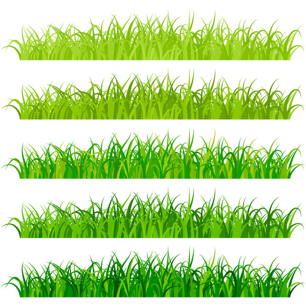 Fresh green grass borders set - Vector, Image