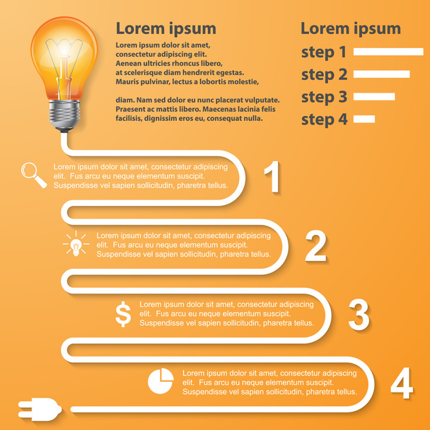 Abstract 3D digital illustration Infographic. Bulb icon. Light icon. - Vecteur, image