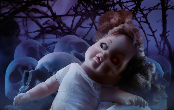 Horror doll with skulls. - Photo, Image