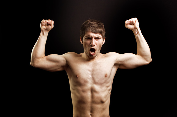 Scream of angry muscular brave strong man - Foto, immagini