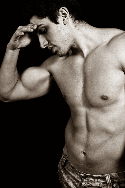 Tired sad weary male bodybuilder - Foto, imagen