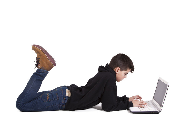 boy with computer - Φωτογραφία, εικόνα
