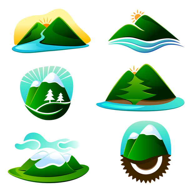 Mountain graphic elements - Vector, Image