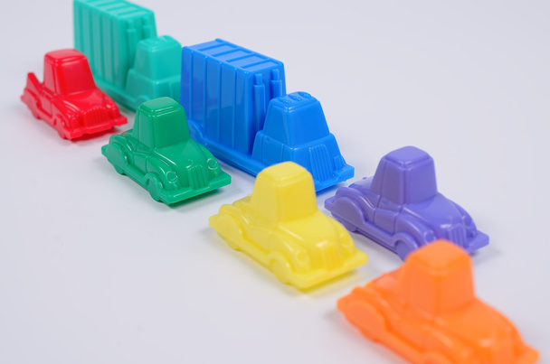 Colorful plastic toy cars. - Fotó, kép