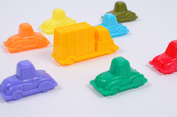 Colorful plastic toy cars. - Foto, imagen