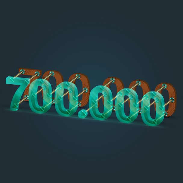 green and wooden number - Vector, Image