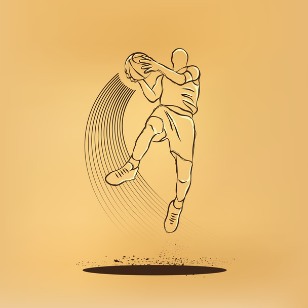 Basketball. The player jumping with the ball. - Vector, Image