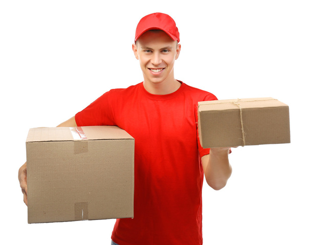 Delivery man with carton boxes - Foto, Imagen
