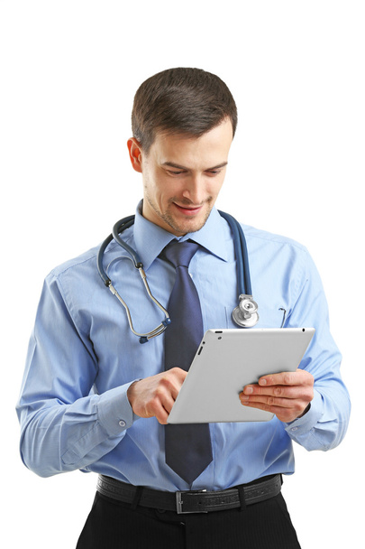 Doctor with tablet isolated - Foto, imagen
